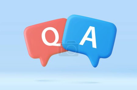 Illustration for 3d Speech bubble with q and a letters, questions and answers, faq chat. 3d rendering. Vector illustration - Royalty Free Image