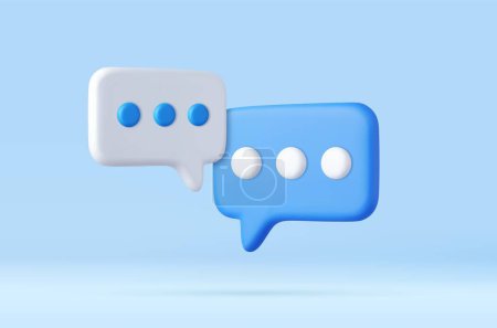 Ilustración de Iconos de burbuja de voz 3D aislados en segundo plano. Símbolo 3D para chatear en las redes sociales. Caja de chat, caja de mensajes. renderizado 3d. Ilustración vectorial - Imagen libre de derechos