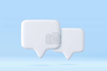 Téléchargez les illustrations : Icônes de bulle vocale 3D isolées en arrière-plan. Symbole 3D pour le chat sur les médias sociaux. Boîte de discussion, boîte de message. Rendement 3D. Illustration vectorielle - en licence libre de droit