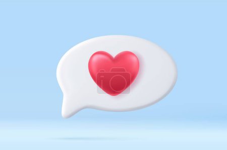 Ilustración de 3d notificación de redes sociales amor como icono de corazón en blanco pin aislado fondo con la representación 3D sombra. Ilustración vectorial - Imagen libre de derechos