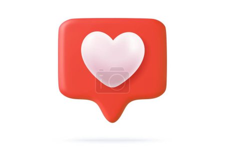 Téléchargez les illustrations : 3d notification des médias sociaux aiment comme icône de coeur en broche rouge isolé sur fond blanc avec rendu 3D ombre. Illustration vectorielle - en licence libre de droit