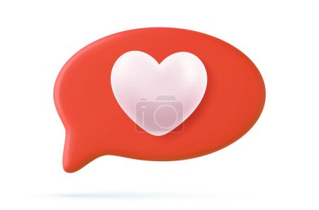 Ilustración de 3d notificación de redes sociales amor como icono de corazón en pin rojo aislado en fondo blanco con representación en 3D sombra. Ilustración vectorial - Imagen libre de derechos