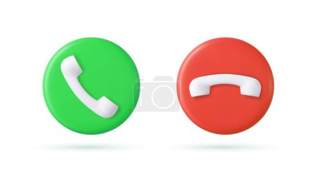 Ilustración de 3d Rojo y verde sí no botón icono. Respuesta y símbolo de declinación. renderizado 3d. Ilustración vectorial - Imagen libre de derechos