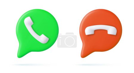 Illustration for 3d Red and green yes no buttons icon. Answer and decline symbol. 3d rendering. Vector illustration - Royalty Free Image