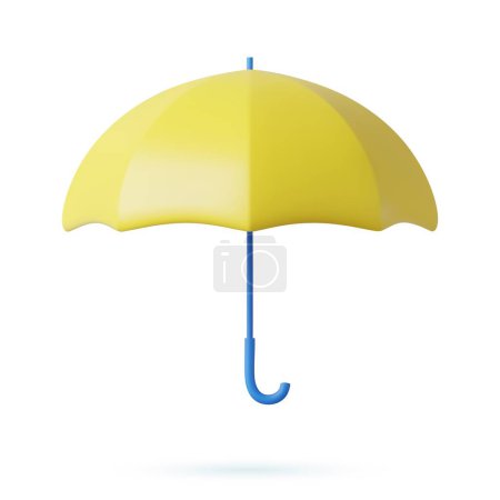 Illustration for 3d Yellow umbrella solated on white background. 3d rendering. Vector illustration - Royalty Free Image