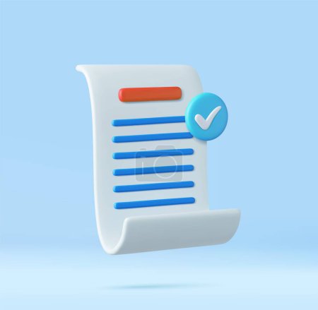 Ilustración de 3d Gestión de tareas del Libro Blanco a lista de verificación, trabajo eficiente en el plan de proyecto, resumen rápido, asignación y examen. Representación 3D. Ilustración vectorial - Imagen libre de derechos