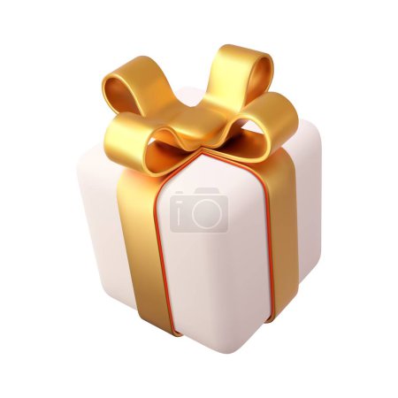 Illustration for 3d render gifts box isolated on white background. Holiday decoration presents. Festive gift surprise. Realistic icon for birthday or wedding banners. Vector illustration. - Royalty Free Image