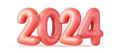 Illustration for 3d Happy New Year 2023. Celebrate party 2023 Holiday season. Christmas decoration. Icon isolated on white background. 3d rendering. Vector illustration - Royalty Free Image