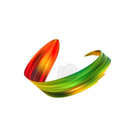 Illustration for 3d Brushstroke multicolor gradient texture brush ribbon isolated on white. abstract colorful wave flow design elements. Vector illustration - Royalty Free Image