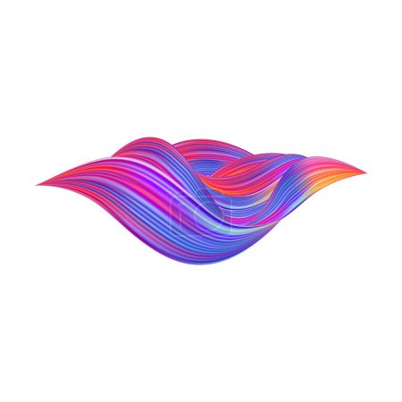 Illustration for 3d Brushstroke multicolor gradient texture brush ribbon isolated on white. abstract colorful wave flow design elements. Vector illustration - Royalty Free Image