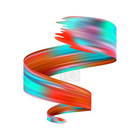 Téléchargez les photos : Ruban 3d brosse dégradé multicolore texture brosse isolé sur blanc. éléments abstraits de conception de flux d'ondes colorées. Illustration vectorielle - en image libre de droit