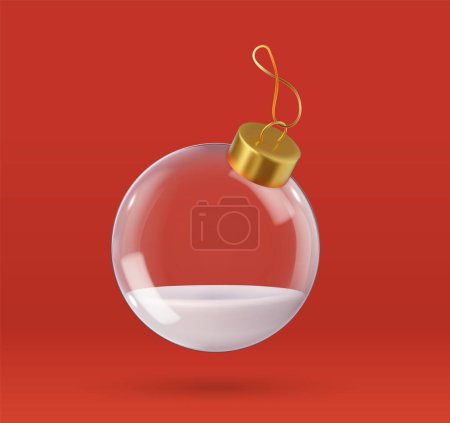 Téléchargez les photos : Décorations de Noël 3D boules de verre boules transparentes. Décor de fête de Noël, rendu 3d. Illustration vectorielle - en image libre de droit
