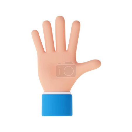 Illustration for 3d Cartoon character hand. Open outstretched hand, showing five fingers, extended in greeting. 3d rendering. Vector illustration - Royalty Free Image