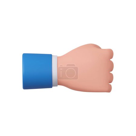 Illustration for 3d Cartoon character Hand fist up. Fight or protest. 3d rendering. Vector illustration - Royalty Free Image