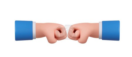Photo for 3d cartoon hand and partner giving fist bump hand, fist bump icon, two fists bumping each other. teamwork, partnership, friendship. 3d rendering. Vector illustration - Royalty Free Image
