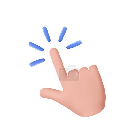 Illustration for 3d touch screen, hand pointing gesture, click symbol. 3d rendering. Vector illustration - Royalty Free Image