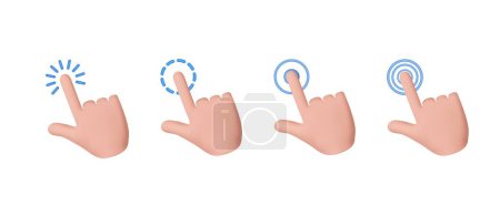 Photo for 3D hand pointing icon design. Pointing gesture, tap screen, choose button. 3d rendering. Vector illustration - Royalty Free Image