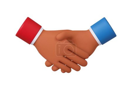 Photo for 3d hand shake icon gesture. Cartoon character handshake. Business concept of partnership, cooperation, successful deal. 3d rendering. Vector illustration - Royalty Free Image