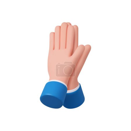 Photo for 3d Cartoon character hands prayer gesture. Hope concept. 3d rendering. Vector illustration - Royalty Free Image