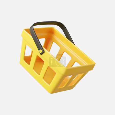 Illustration for 3d realistic shopping cart. Empty shopping basket. 3D Rendering. Vector illustration - Royalty Free Image
