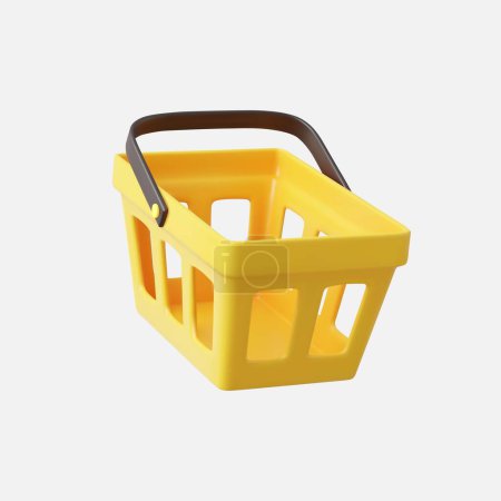 Illustration for 3d realistic shopping cart. Empty shopping basket. 3D Rendering. Vector illustration - Royalty Free Image