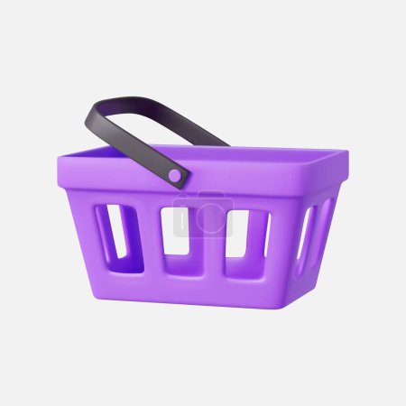 Photo for 3d realistic shopping cart. Empty shopping basket. 3D Rendering. Vector illustration - Royalty Free Image