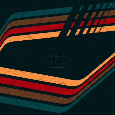 Téléchargez les illustrations : Grunge background with abstract lines silhouettes. Retro simple background with geometric wave lines - en licence libre de droit
