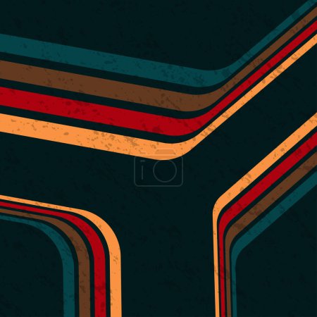 Téléchargez les illustrations : Grunge background with abstract lines silhouettes. Retro simple background with geometric wave lines - en licence libre de droit
