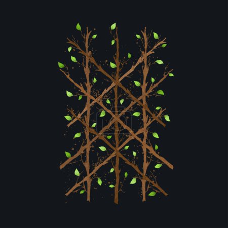 Téléchargez les illustrations : Abstract Web of Wyrd tree branches symbol isolated on dark background. Old Scandinavian viking symbol runes - en licence libre de droit