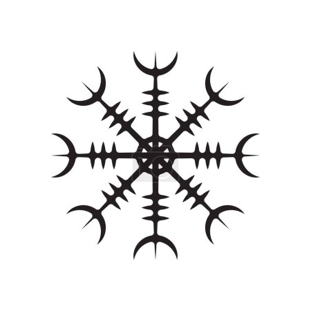 Abstraktes flaches dunkles Wikingerhelm des Awe-Symbols isoliert auf weißem Hintergrund