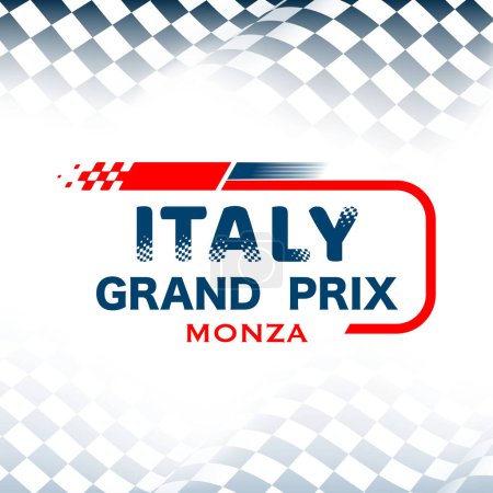 Illustration for Abstract checkered flad background with white gradient and speed race track logo. Poster or banner for Italy Grand Prix round competition with different sport design elements - Royalty Free Image