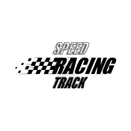 Abstract car sport race logo with black and white flag and sample text. Start and finish line design for racing championship