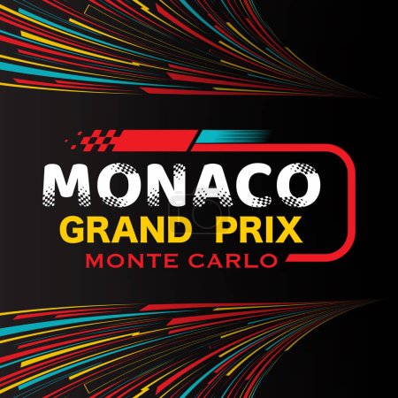 Illustration for Abstract checkered flag element background with color gradient and speed race track logo. Poster or banner for Monaco Grand Prix round competition with different sport design elements - Royalty Free Image