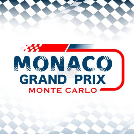 Illustration for Abstract checkered flag element background with color gradient and speed race track logo. Poster or banner for Monaco Grand Prix round competition with different sport design elements - Royalty Free Image