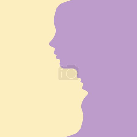 Illustration for Outline silhouette of woman heads with different colors. Duplicity if character and behavior dualism - Royalty Free Image