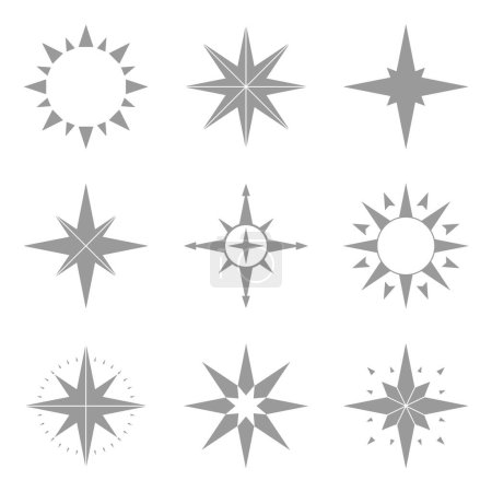 Ilustración de Abstract arrows for compass icon. Geography direction simple pictogram texture with shadow isolated on white background - Imagen libre de derechos
