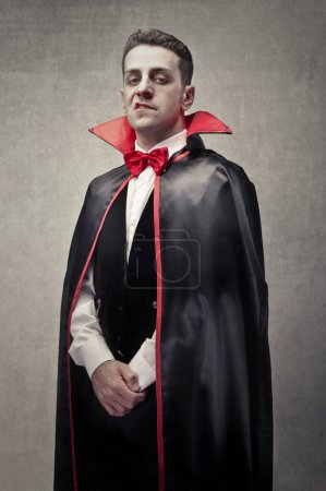 portrait of young man disguised as dracula