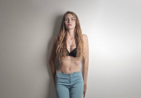 Photo for Portrait of  abeautiful young woman in bra - Royalty Free Image