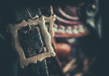 Photo for Detail Of A Buckle On A Vintage American Western Horse Saddle - Royalty Free Image