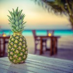 A Fresh Pineapple At A Hawaiian Beach Cafe Or Bar