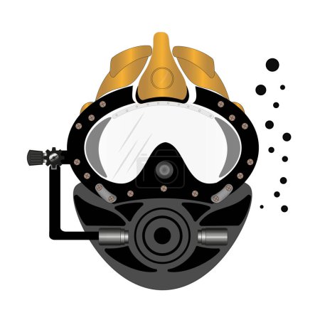 Téléchargez les illustrations : Dessin vectoriel casque de plongée - Commercial Diver - en licence libre de droit