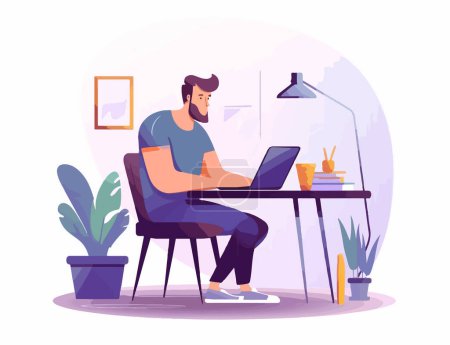Illustration for Working From Home WFH Concept Vector Illustration. - Royalty Free Image