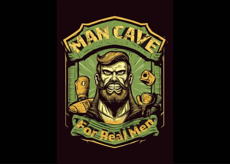 Illustration for Man Cave Sign - For Real Men vector illustration - Royalty Free Image