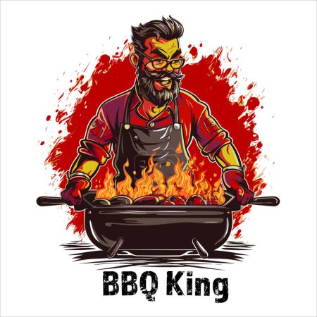 Téléchargez les illustrations : Illustration vectorielle du roi barbecue - en licence libre de droit