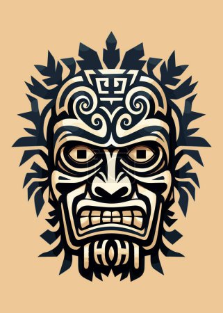 Illustration for Tiki tribal mask vector illustration - Royalty Free Image