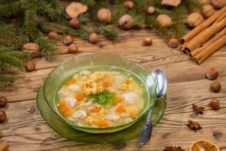 still life of Czech Christmas fish soup