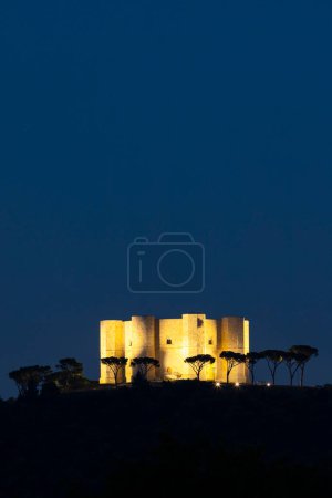 Photo for Castel del Monte, castle built in an octagonal shape by the Holy Roman Emperor Frederick II in the 13th century in Apulia region, Italy - Royalty Free Image