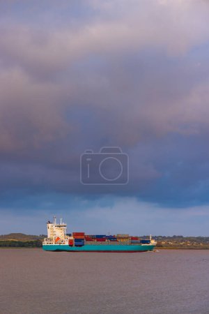 Photo for Cargo ferry on the river Gironde, Nouvelle Aquitaine, France - Royalty Free Image