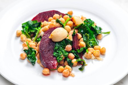 Photo for Salad with red beet, spinach and chickpeas - Royalty Free Image