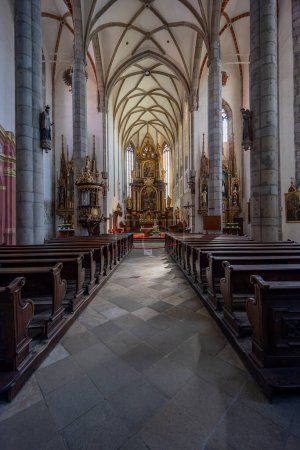 Photo for Church of St. Vita, Gothic three-nave building, Cesky Krumlov, Czech Republic - Royalty Free Image